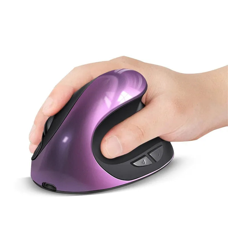 Three Generations wireless vertical ergonomic mouse in black, shown next to a laptop.