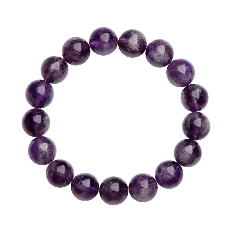 Natural feather amethyst Snow Mountain purple scattered bead crystal bracelet with ruyi charm.