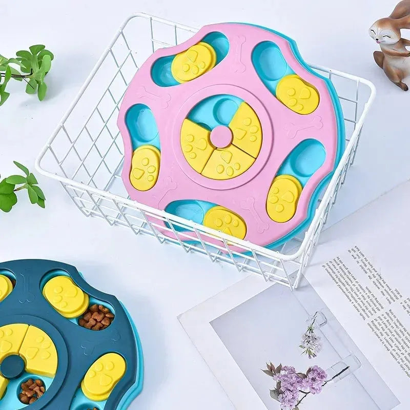 Blue or pink dog puzzle food bowl feeder interactive toy for small medium large breeds