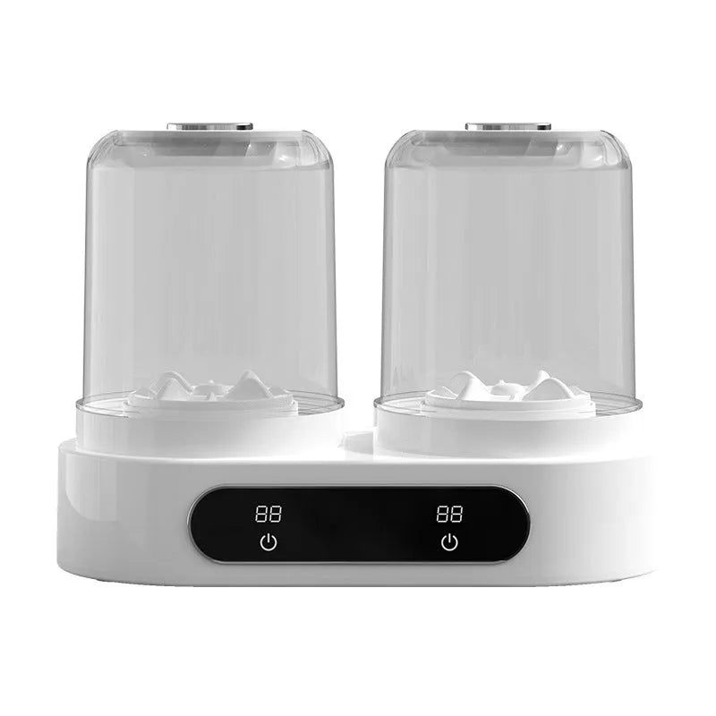 White USB-powered mini double bucket laundry cup for washing underwear and small garments.