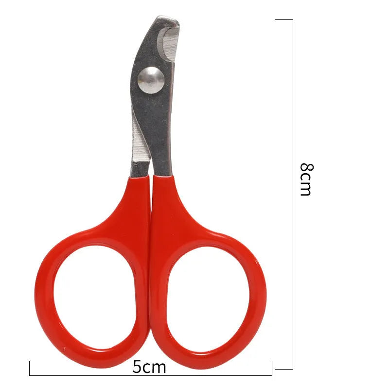 Stainless steel pet nail clippers with plastic and rubber handle for trimming cat and dog claws
