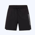 Men's white long-sleeved swimming top with matching double-layer beach swim trunks set