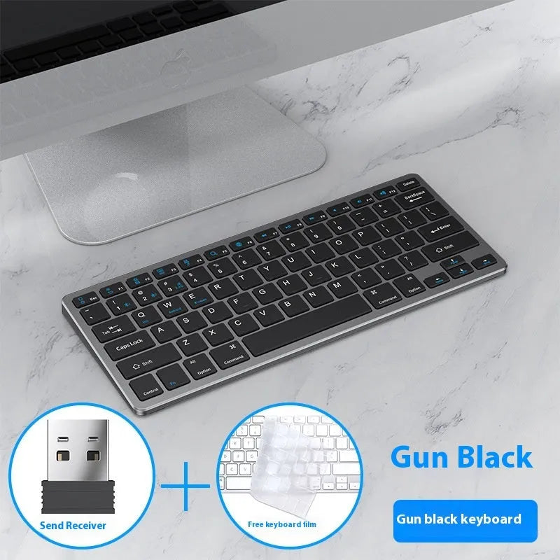 Ultra-thin wireless keyboard and mouse set in black colour with rechargeable design