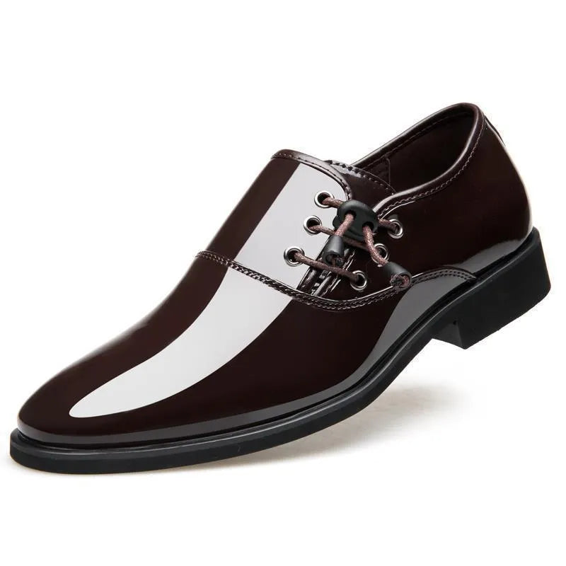 Men's low-tube formal business shoes in black with artificial PU upper and rubber sole