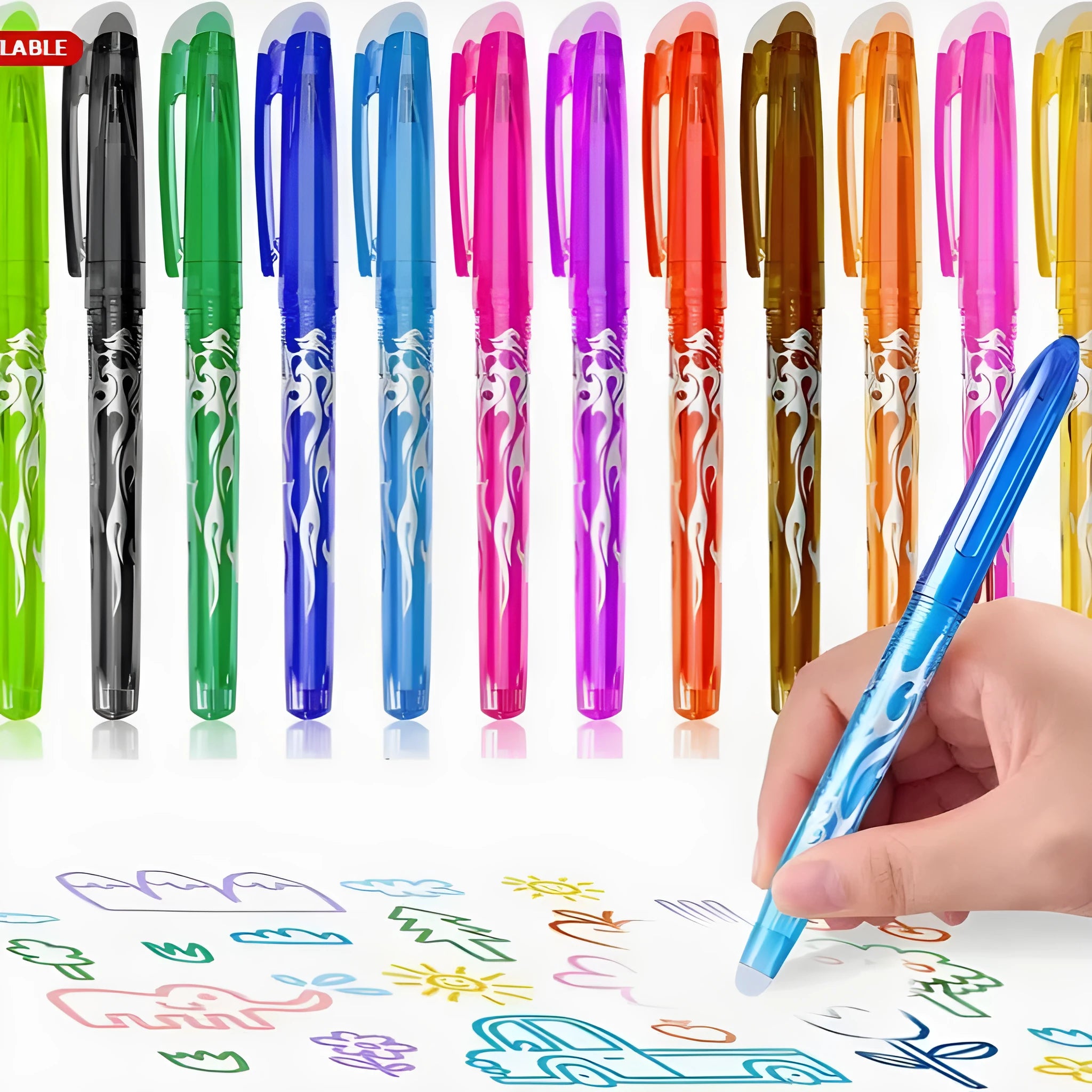 Hot erasable gel pen with plastic shell and stainless steel nib in 0.5mm or 0.7mm tip options