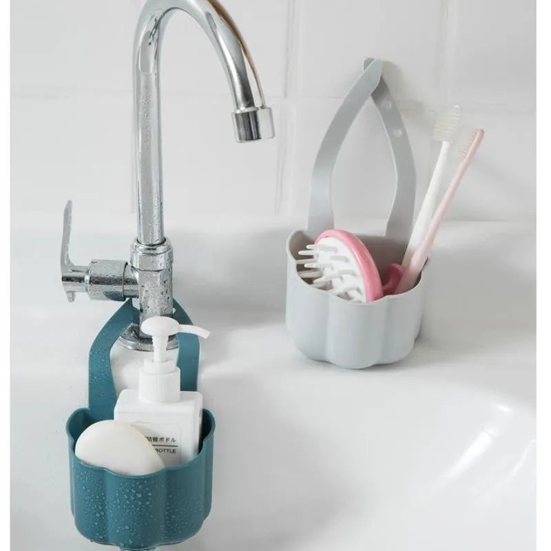 Nordic style plastic drain basket for kitchen sink in blue, grey or pink colour
