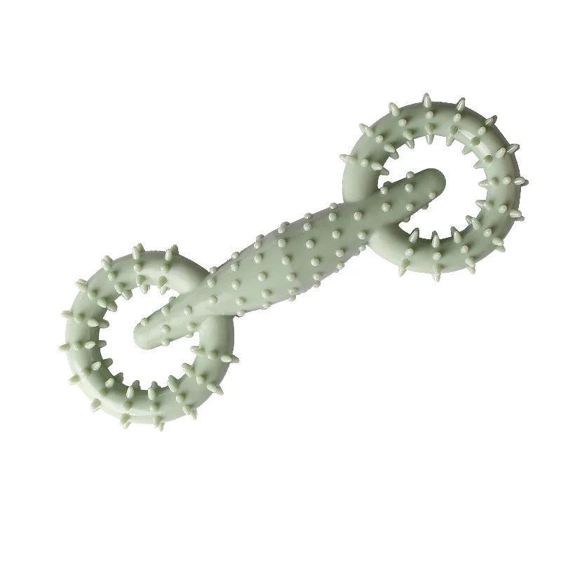 Blue TPR dog chew ring toy for puppy teething measuring 16cm diameter