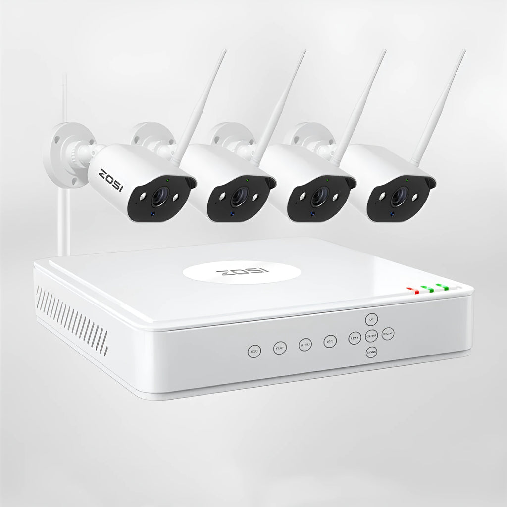 ZOSI Zhou Shi 4-camera POE security system with network video recorder for outdoor monitoring