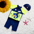 Children's one-piece swimsuit with built-in buoyancy and sun protection in shark boy cartoon pattern