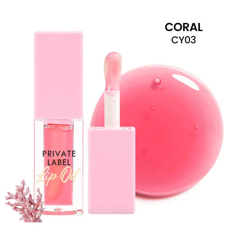 Women's transparent lip gloss tube in six fruit flavours with natural glossy finish