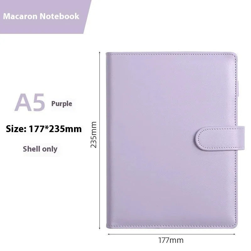 A5 PU leather zipper notebook shell in a solid colour, shown closed with the zip fastened.