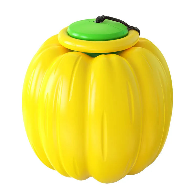 Plastic pumpkin-shaped squeaker dog ball for small dogs, 69mm diameter