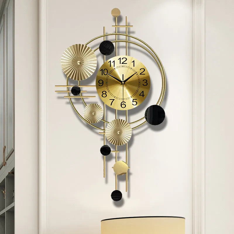 Gold iron wall clock small A2616 creative mute home decoration on wall
