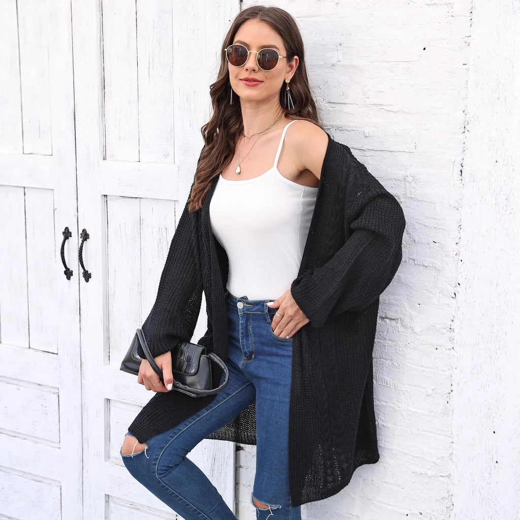 Women's loose acrylic sweater coat in free size with European American styling