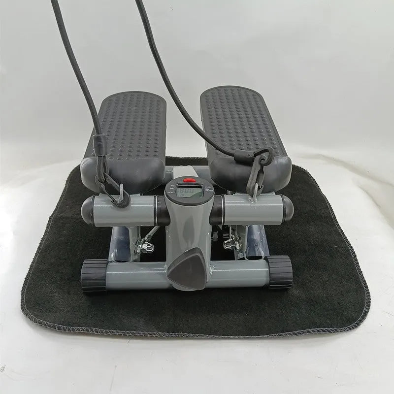 Silver grey hydraulic resistance mini treadmill exercise machine with pedal configuration
