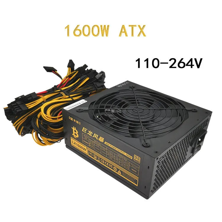 Black server power supply unit with multiple cable connectors for AMD CPU systems.
