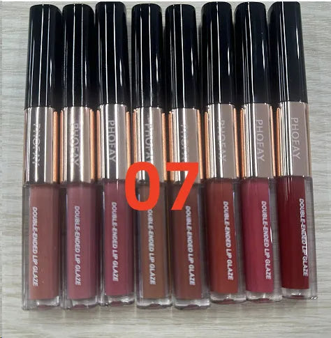C-L021 double-head lip gloss stick with non-stick cup applicator tips, showing two shades.