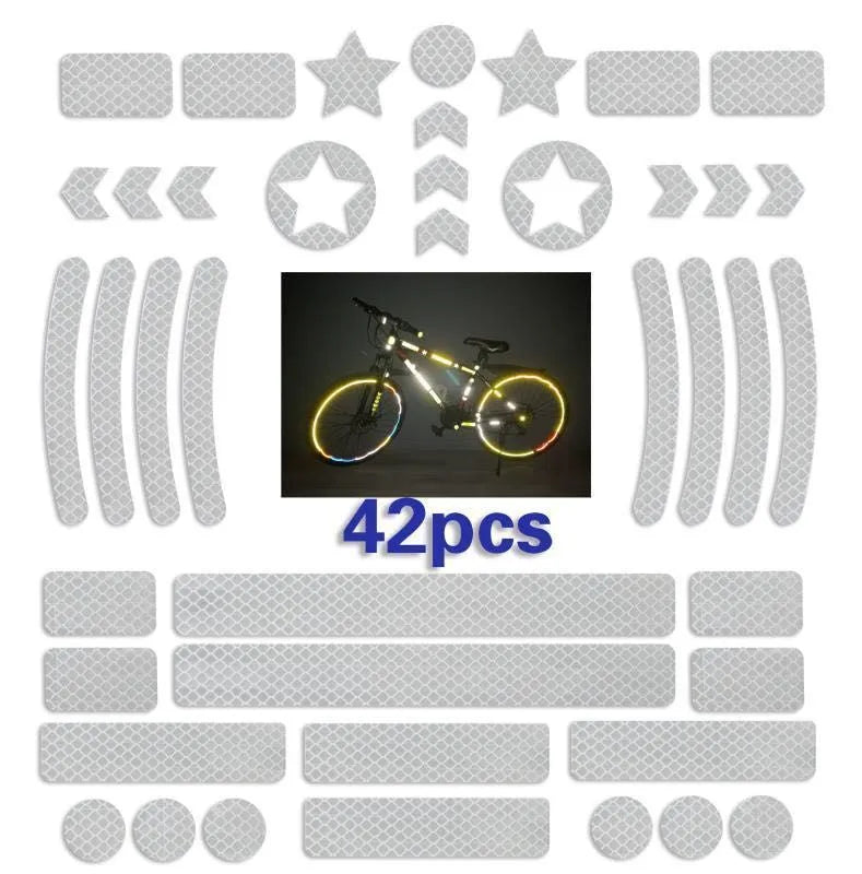 Bicycle reflective safety sticker with geometric grid pattern measuring 11.5 x 21cm