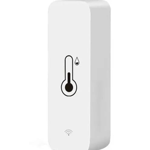 White WiFi temperature and humidity sensor with compact rectangular ABS housing