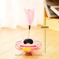 Pink cat toy tumbler turntable with self-hi motion and push lever for interactive pet play