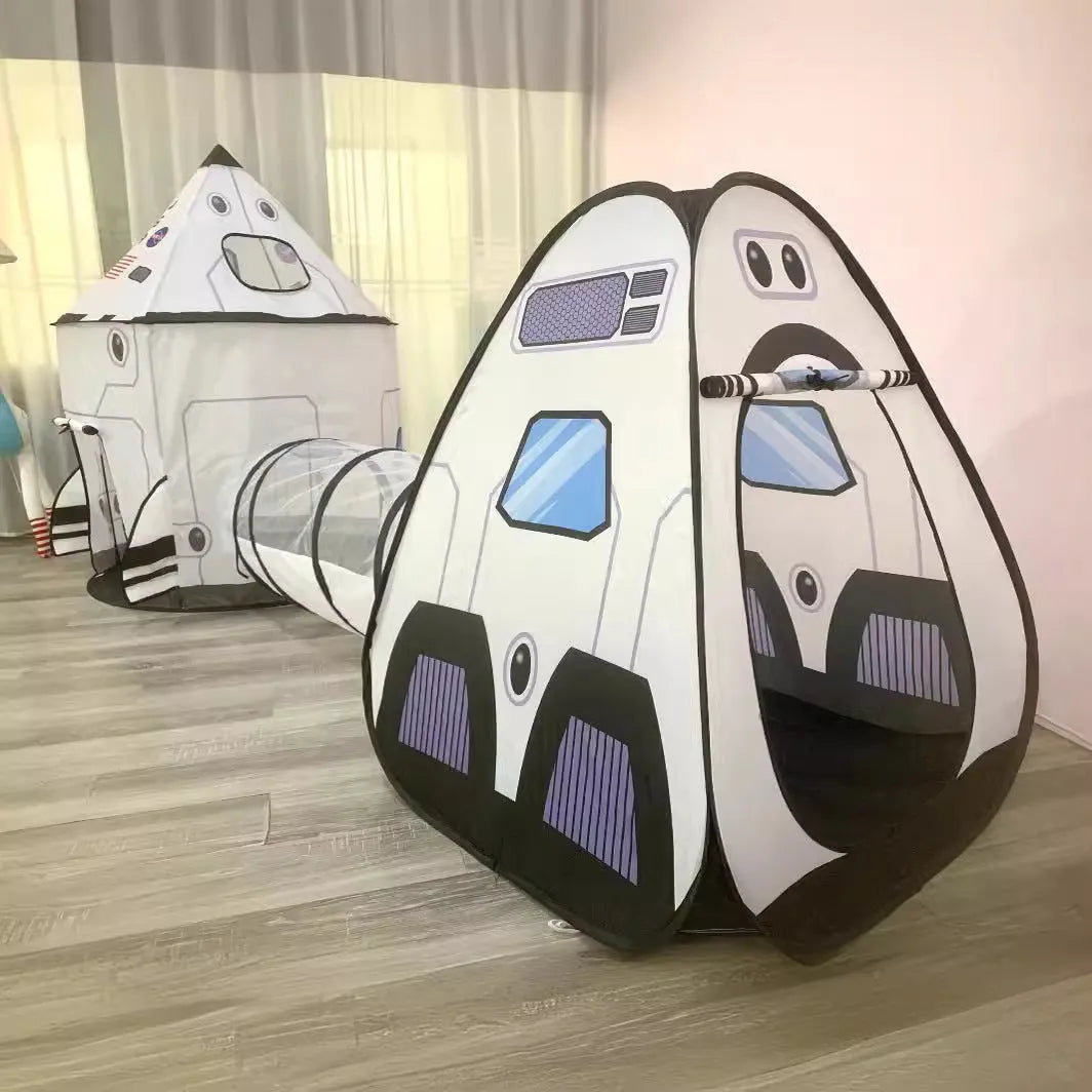 Foldable children's tent indoor game house robot three-piece set with tunnel and triangle on floor