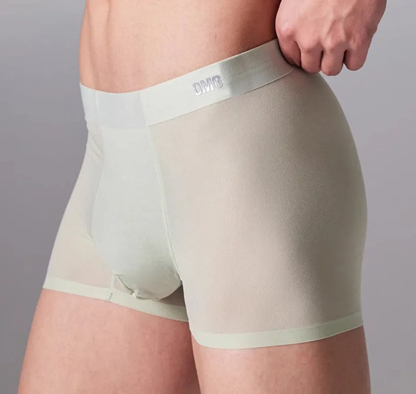 Men's antibacterial seamless sports underwear in four colours: black, blue, green, and silver.