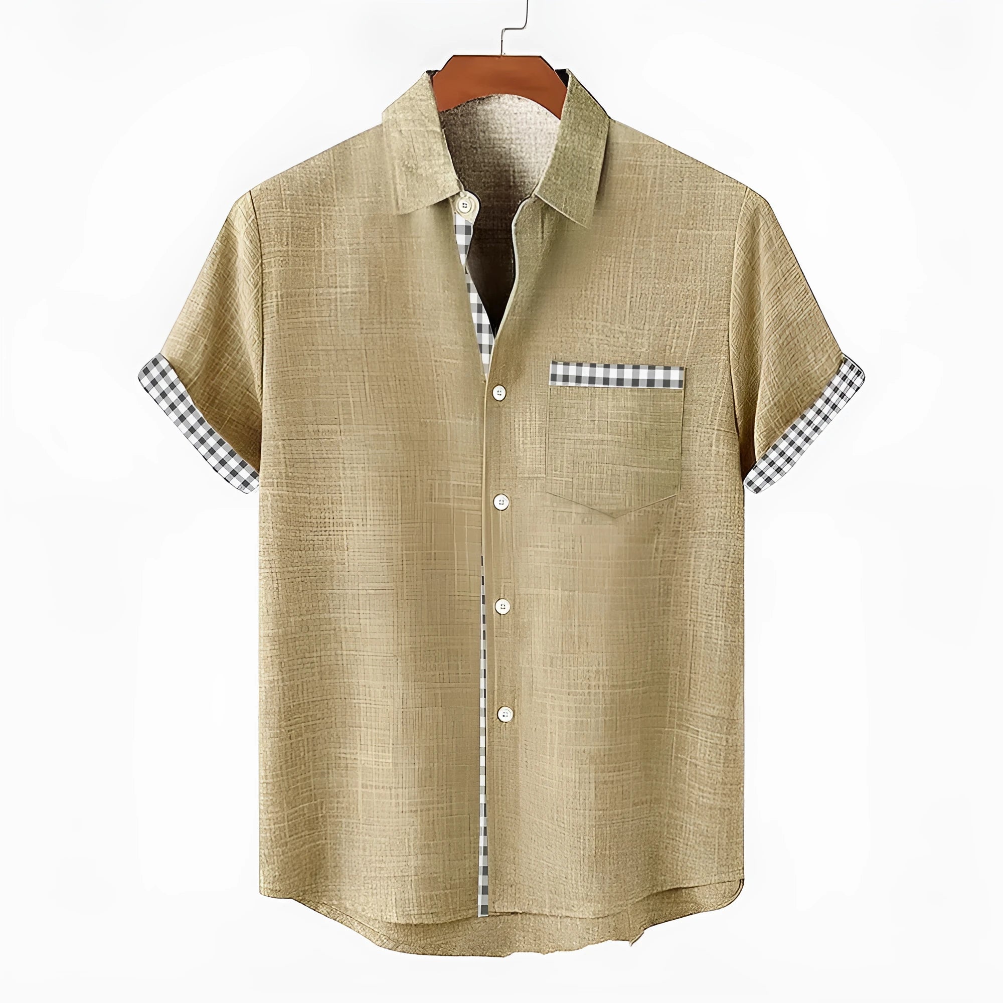 Linen short sleeve shirt with ocean fish pattern in loose casual fit for teenagers