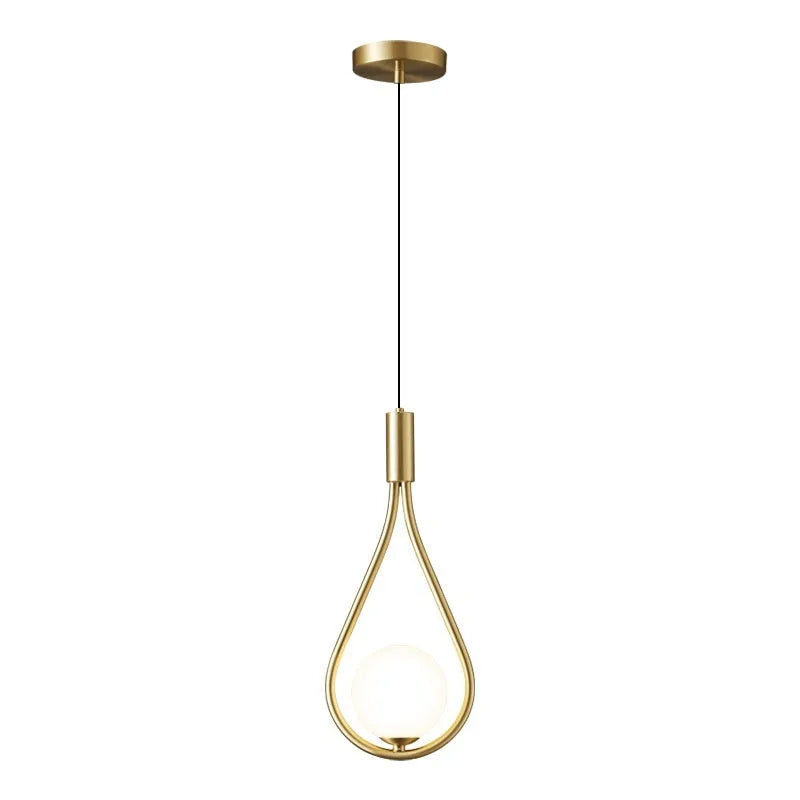 Copper modern minimalist bedside chandelier with tricolor light source option for bedroom lighting