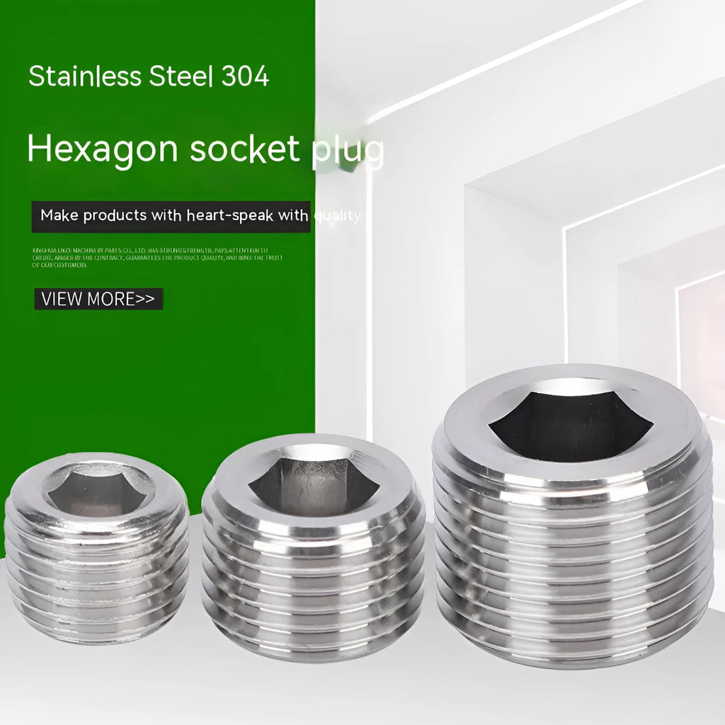 Stainless steel hexagon plug for 3/8 inch pipe bulkhead thread
