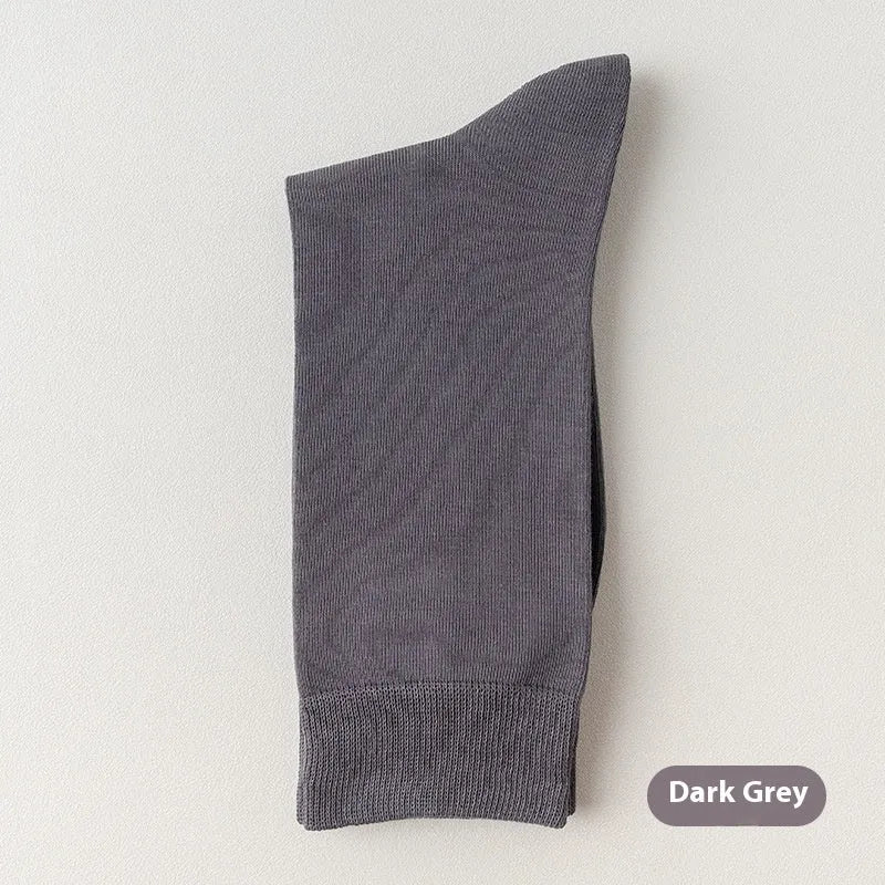 Men's pure cotton mid-calf business socks in solid colours with sweat absorption and deodorant function