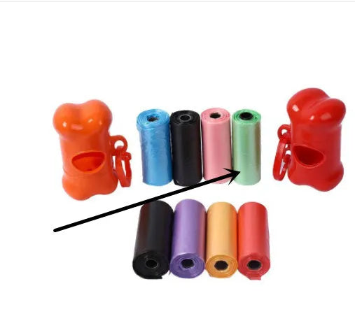 Coloured dog poop bags for waste cleanup showing 22.5 x 30 cm dimensions