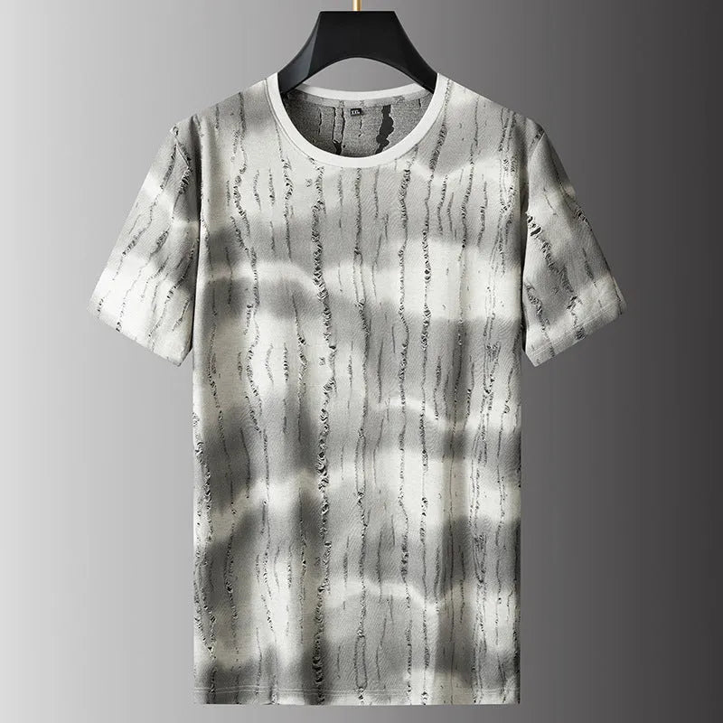 Men's plus size gray quick-drying breathable undershirt round neck short sleeve loose fit