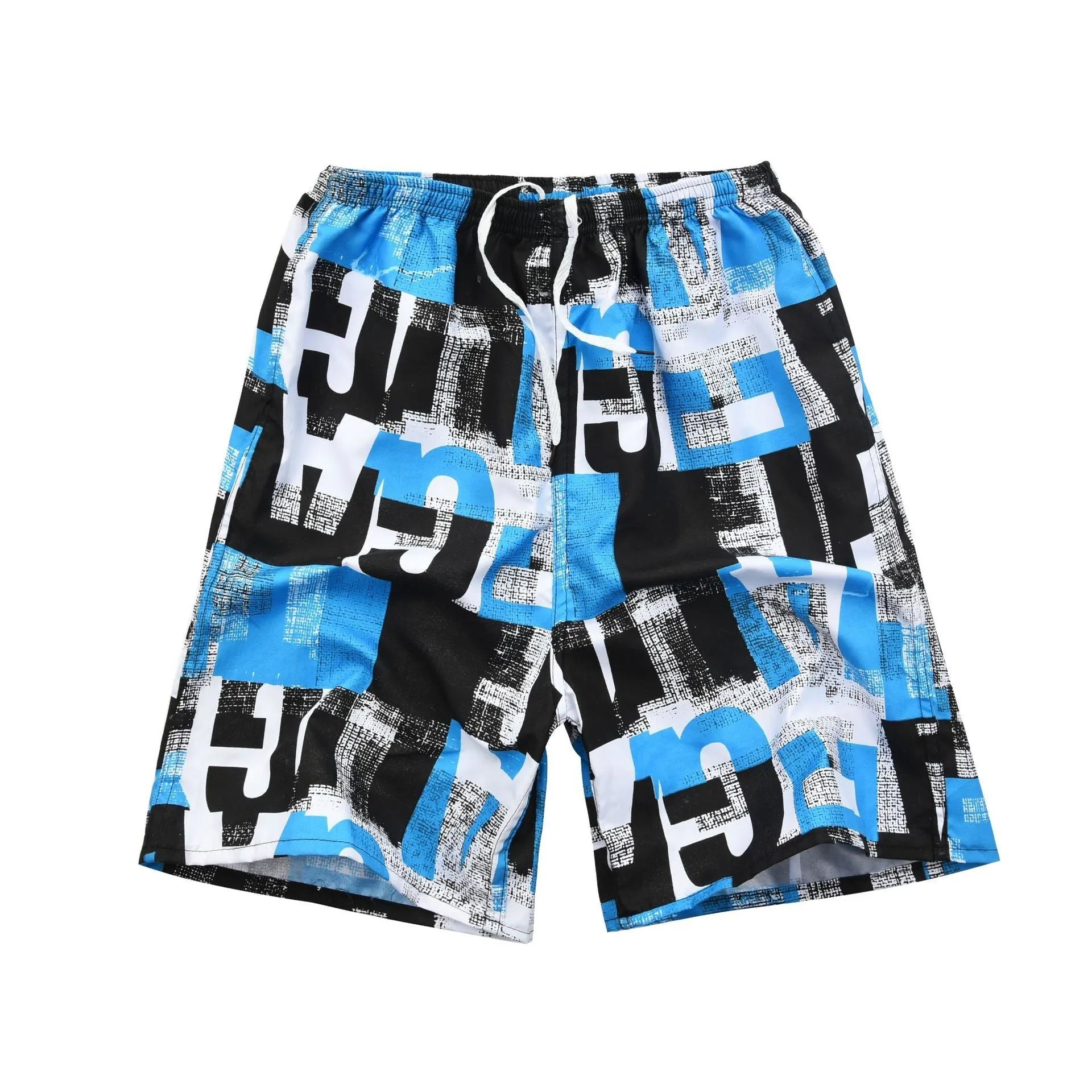 Men's floral printed swimming trunks with five-point design in quick-dry polyester material