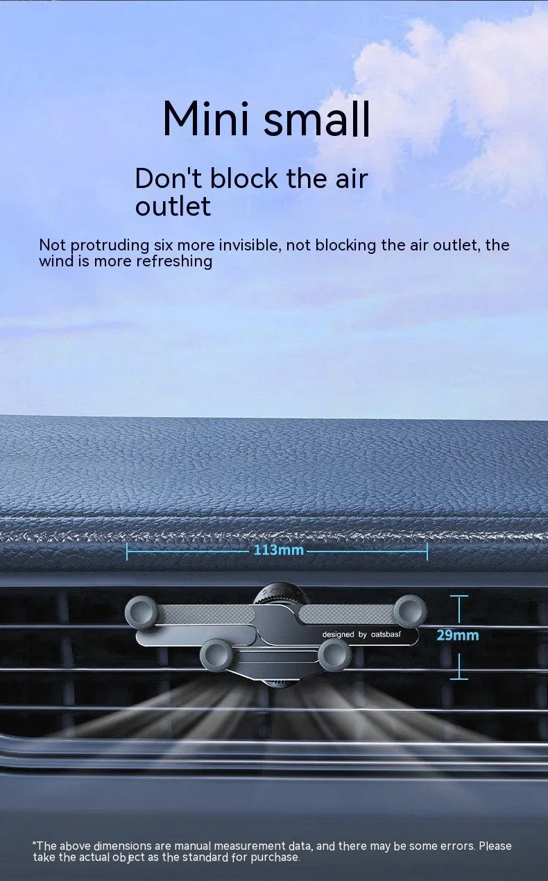 Invisible aluminum alloy car air vent mobile phone holder bracket in black colour