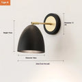 Nordic style iron wall lamp for bedroom or living room with metallic finish