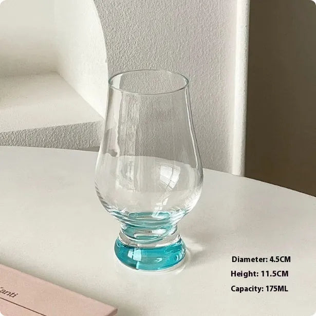 Medieval French simplicity red wine glass body showing bamboo goblet and blue bottom cup options