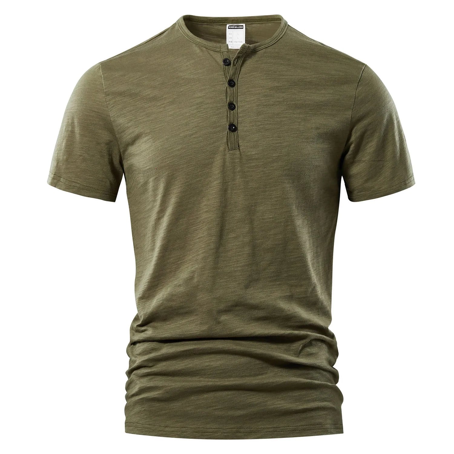 Men's solid colour slub cotton short sleeve T-shirt in British style casual design.