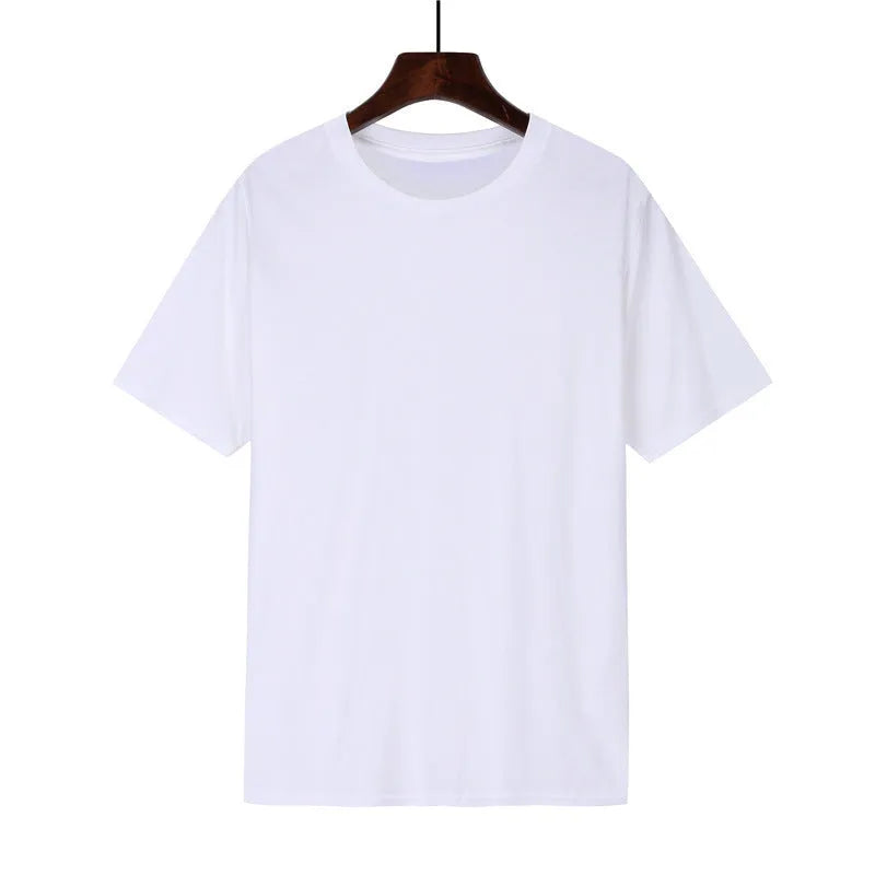 Men's loose fit cotton T-shirt with printed design shown in multiple colour options