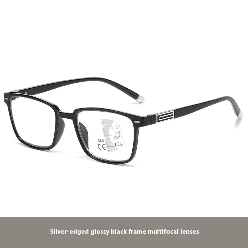 Multifocal reading glasses with anti-blue light and colour-changing lenses in various frame colour options