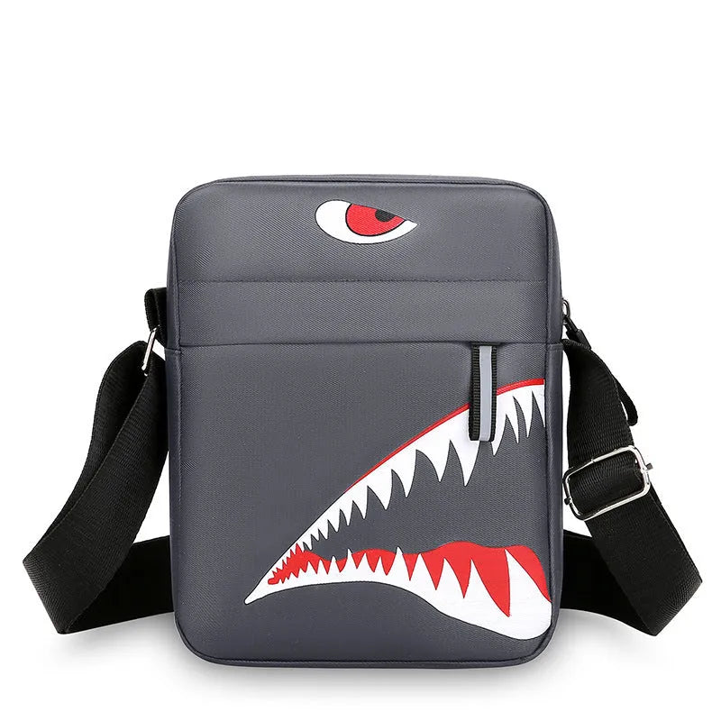 Men's small casual crossbody bag in Oxford cloth with animal print patterns