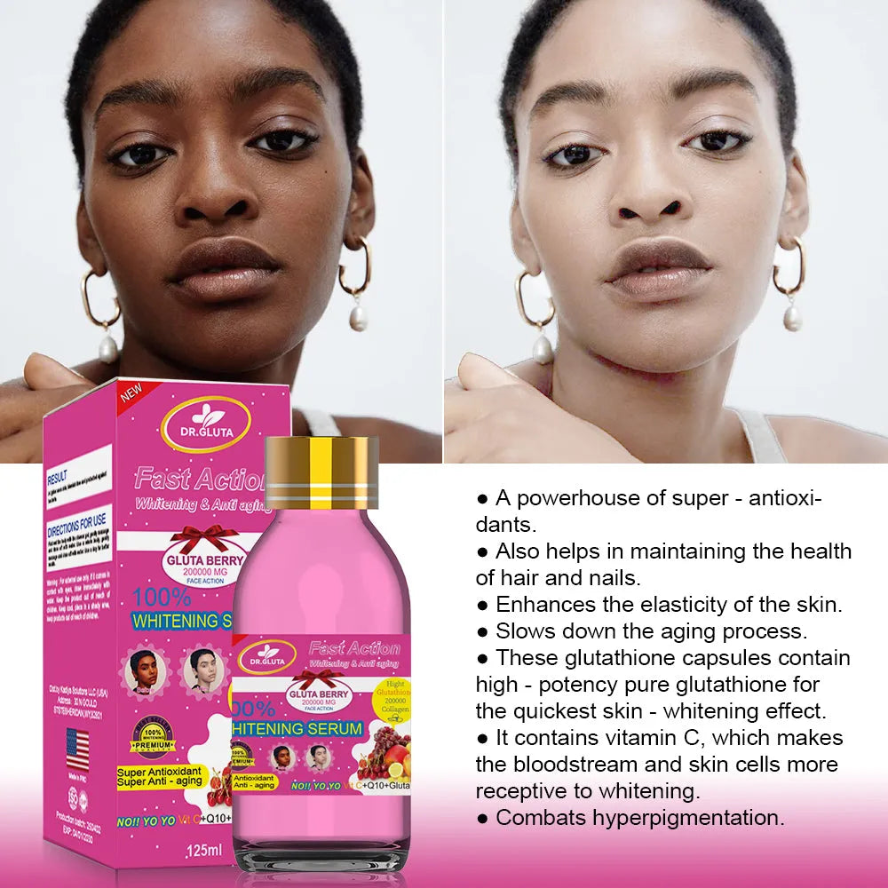 Whitening serum with fruit berry extracts in 125ml bottle for face brightening and anti-ageing