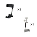 Black vehicle rearview mirror phone bracket showing adjustable arm and clip mechanism
