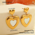 Gold heart-shaped stainless steel stud earrings for women with a love motif.