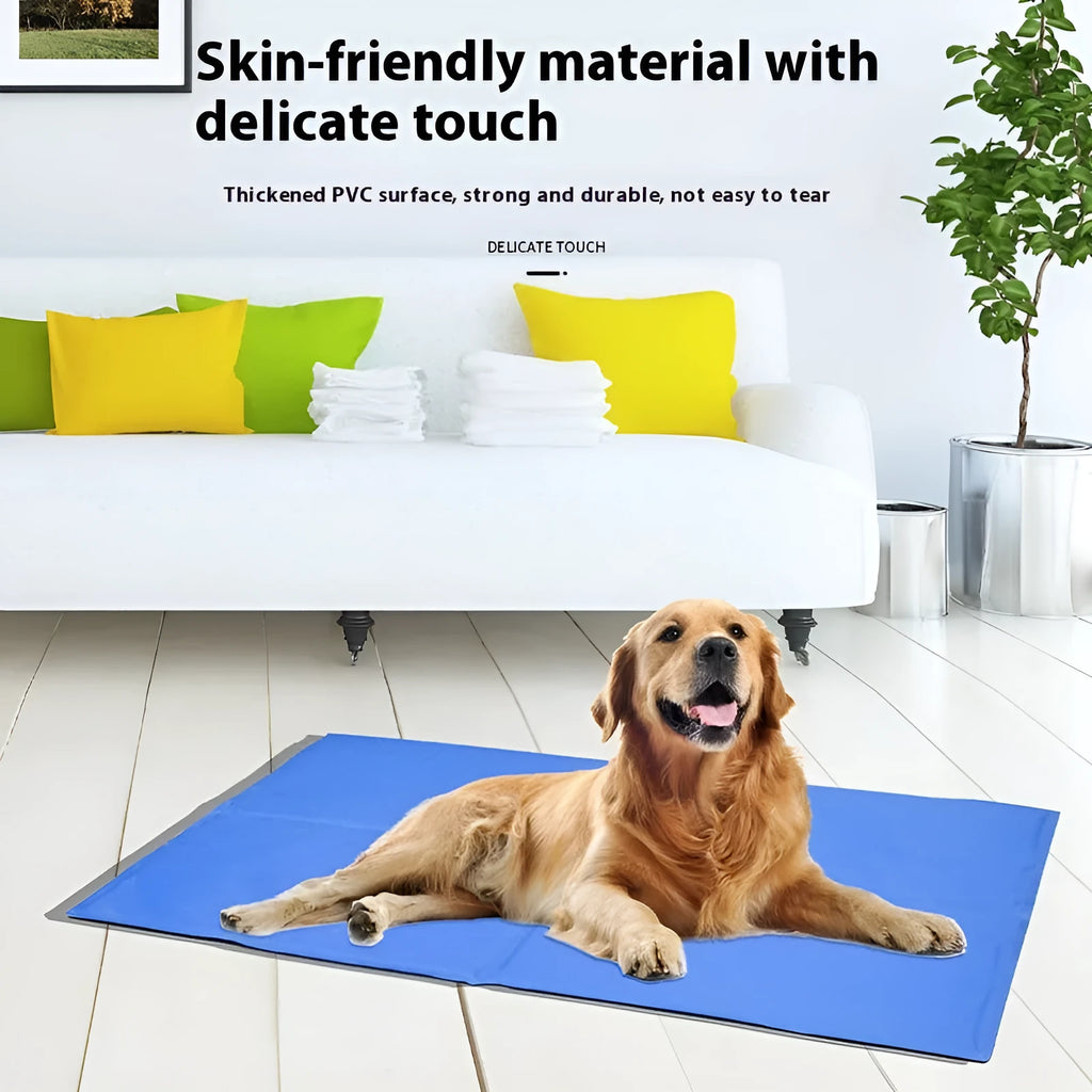 Multifunctional cool gel pet ice mat in sapphire blue, PVC composite fabric, available in sizes 30x40 cm to 50x90 cm