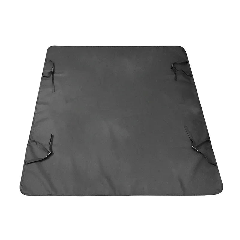 Waterproof cloth car pet mat for rear seat with dog bone print design on a grey background.