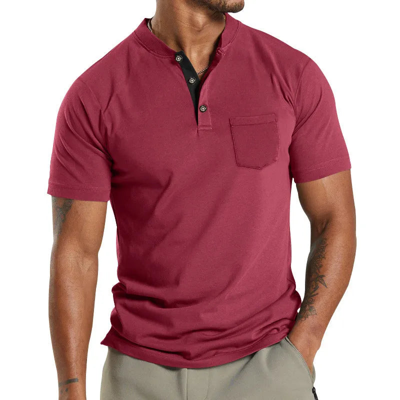 Plus size men's short sleeve button down shirt with chest pocket in multiple colour options