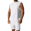 Men's sleeveless sports suit set in cotton blend fabric with matching shorts