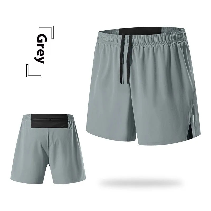 Men's high waist off-road running shorts in red black navy blue grey colours quick-dry fabric