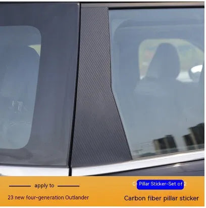 Pre-cut protective films for 23 Outlander window columns in carbon fibre and bright black finishes