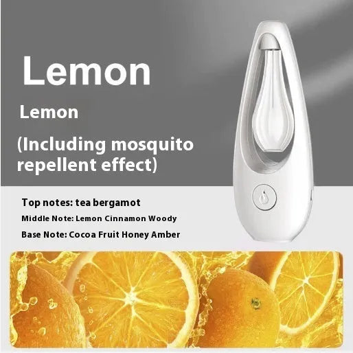 Ultrasonic dual-function aroma diffuser and mosquito repellent device with essential oil bottle.